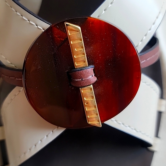 New Tory Burch Artisana Knot Heeled Mule Sandal 45mm Cream Sz US 9 - Picture 5 of 7